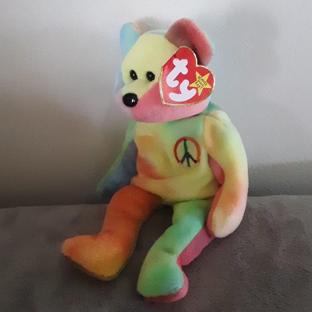 TY Beanie "PEACE" 6 inch Bear - P E Pellets